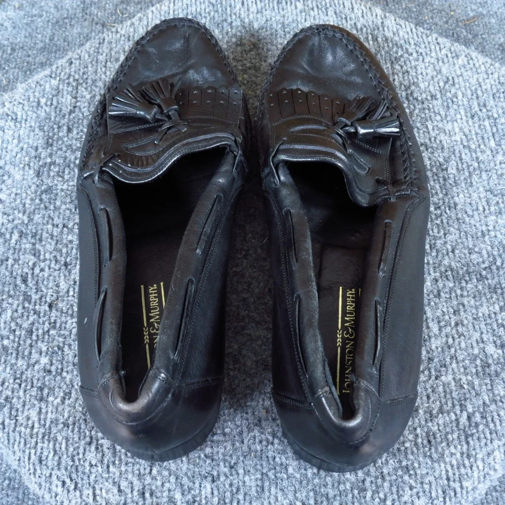 Johnston &‎ Murphy Domani Men Tassel Loafer 9.5 M Dress Shoe Black Leather Italy